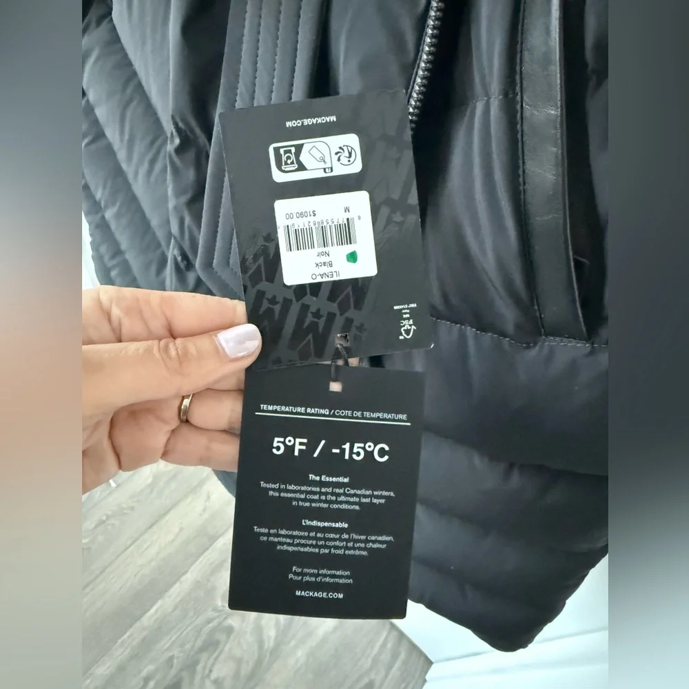 Mackage Black Quilted Belted Shawl-Collar Puffer Coat - Picture 5 of 5